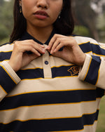 CLASSIC STRIPED POLO-NAVY/ BEIGE